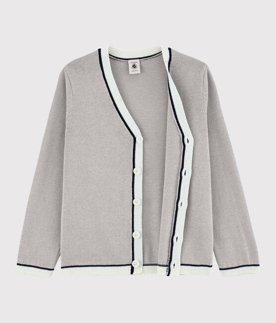 Katoenen jersey cardigan voor jongens grijs POUSSIERE CHINE
