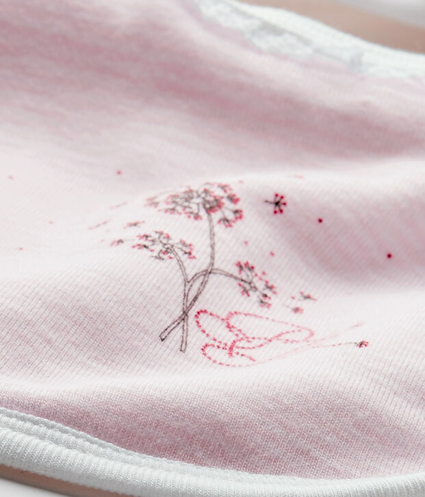 Bavoir b&eacute;b&eacute; fille doubl&eacute; rose/blanc