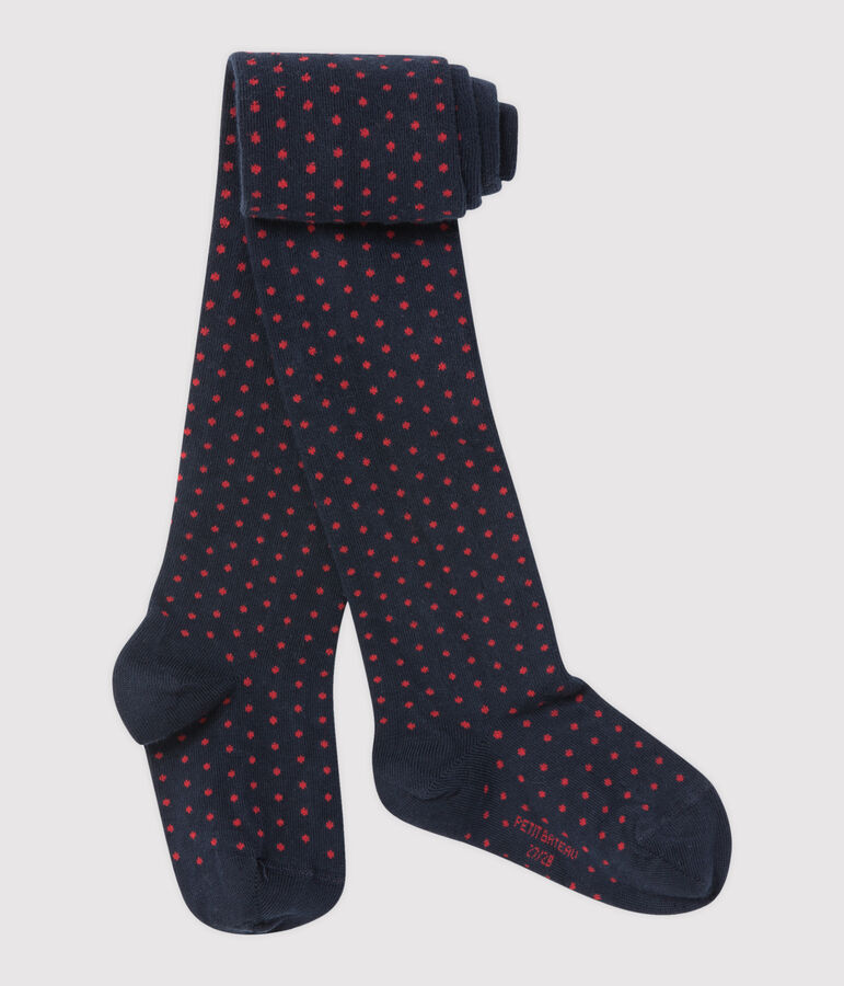 Meisjeskousenbroek met stippendessin blauw SMOKING/rood FROUFROU