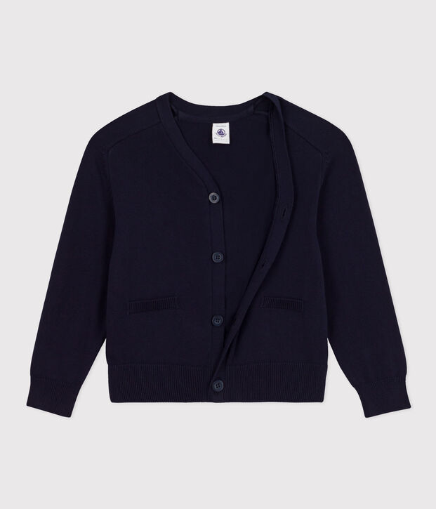 Cardigan en coton enfant gar&ccedil;on bleu marine