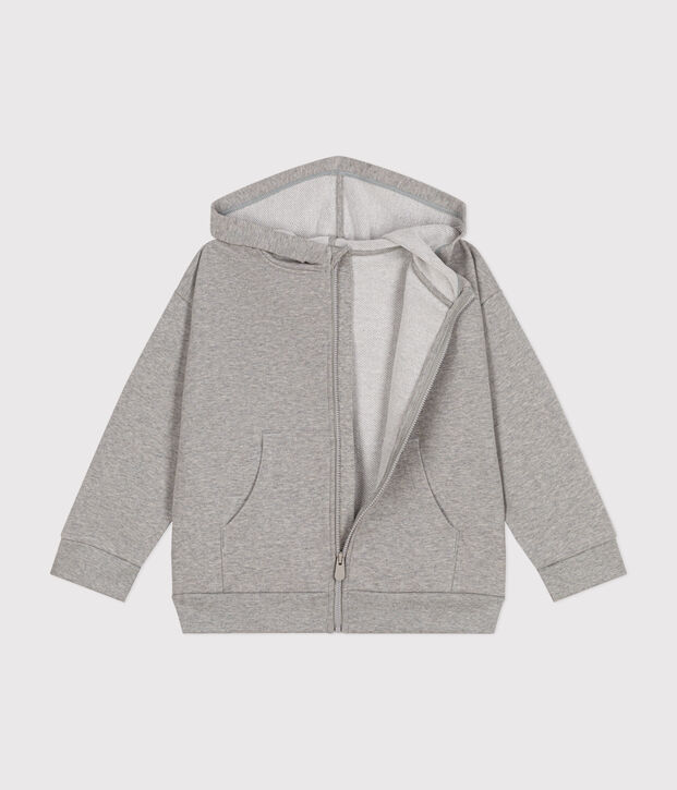 Sweatshirt zipp&eacute; &agrave; capuche en molleton enfant gar&ccedil;on gris