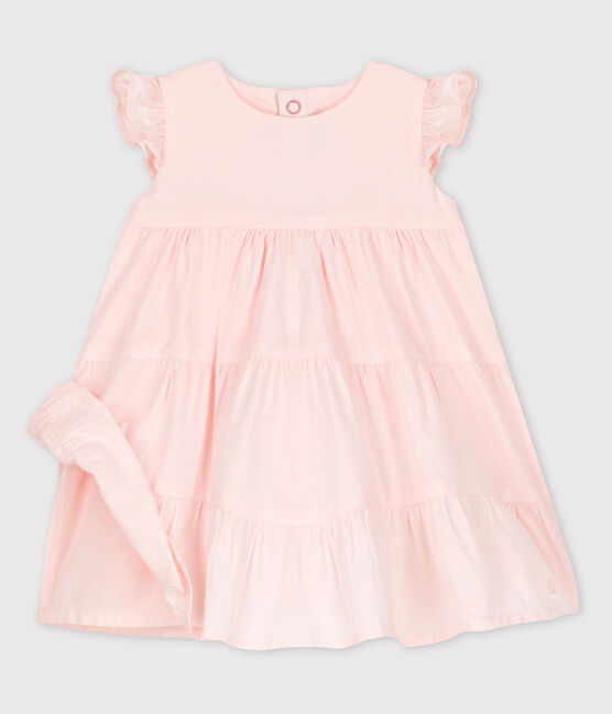 Mouwloos babyjurkje van popeline roze FLEUR