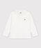 Polo enfant en coton &agrave; manche longues uni blanc