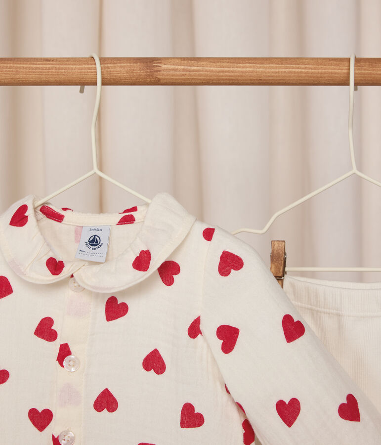 Tweedelig lang babysetje van katoen, met een bloesje met print en een legging multicouleur