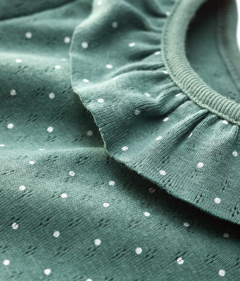 Katoenen blouse met kraag voor babymeisjes groen/wit