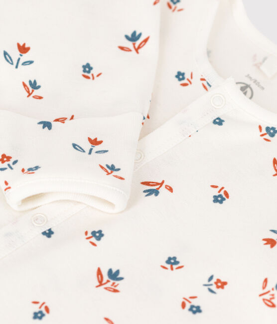 Combisac imprimé bébé en coton blanc MARSHMALLOW/blanc MULTICO
