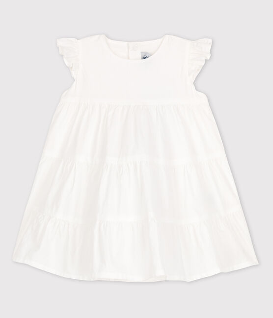 Robe sans manches bébé en popeline blanc ECUME