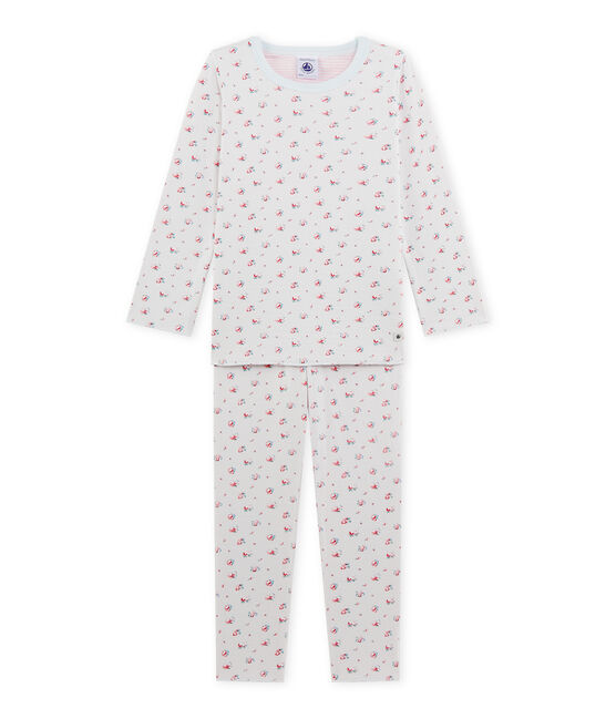Pyjama fille imprimé petites fleurs blauw BOCAL/wit MULTICO