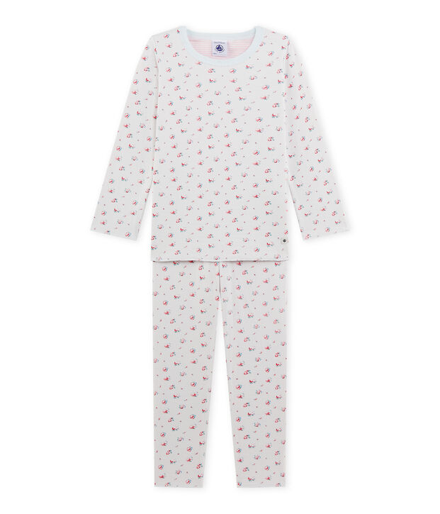 Pyjama fille imprim&eacute; petites fleurs blauw/multicouleur
