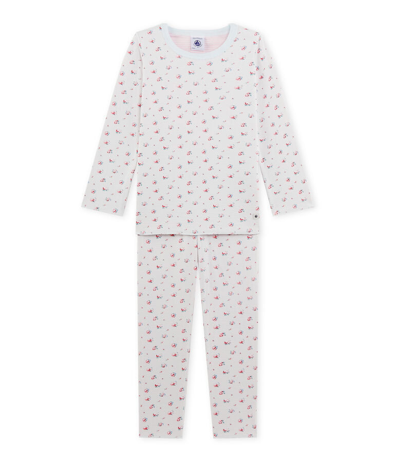 Pyjama fille imprim&eacute; petites fleurs blauw/multicouleur