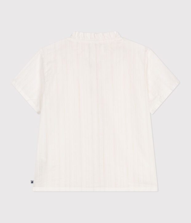 Blouse enfant en coton manches courtes unie blanc