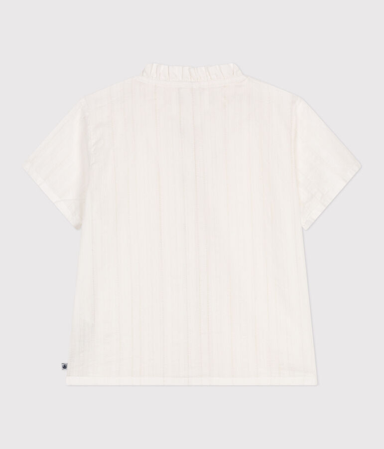 Blouse enfant en coton manches courtes unie blanc