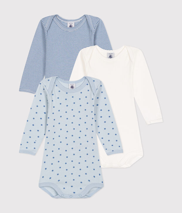 Set van 3 katoenen babybody's met lange mouwen en kleine hartjesprint multicouleur