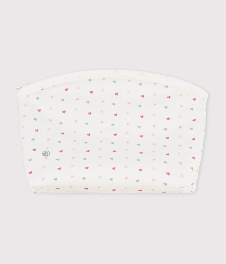 Pochette b&eacute;b&eacute; en coton imprim&eacute; petits c&oelig;urs blanc MARSHMALLOW/blanc MULTICO