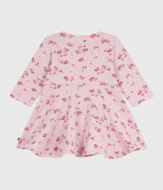 Robe bébé en coton manches longues imprimée fleurs rose JOLI/blanc MULTICO