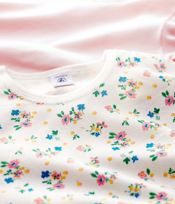 Set van 2 meisjes t-shirts met korte mouwen en bloemenprint van biologisch katoen variante 1