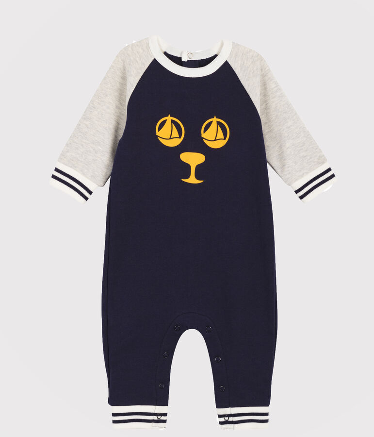 Combinaison longue b&eacute;b&eacute; gar&ccedil;on bleu/gris