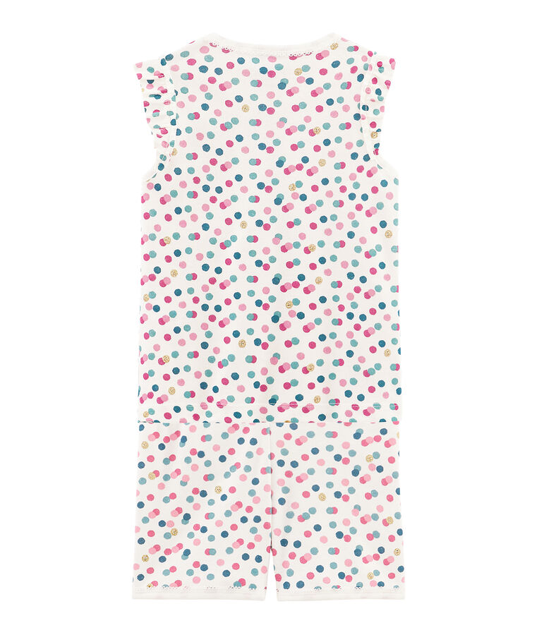 Pyjacourt petite fille en c&ocirc;te blanc MARSHMALLOW/blanc MULTICO