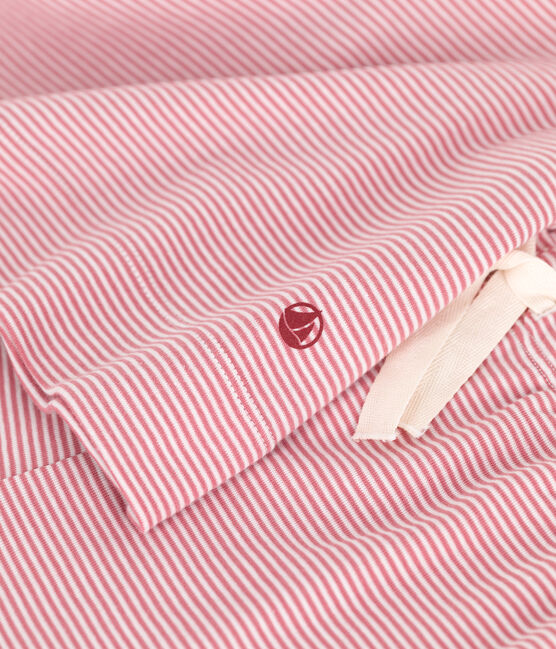 Katoenen korte damespyjama met strepen roze ROSEWOOD/ MARSHMALLOW