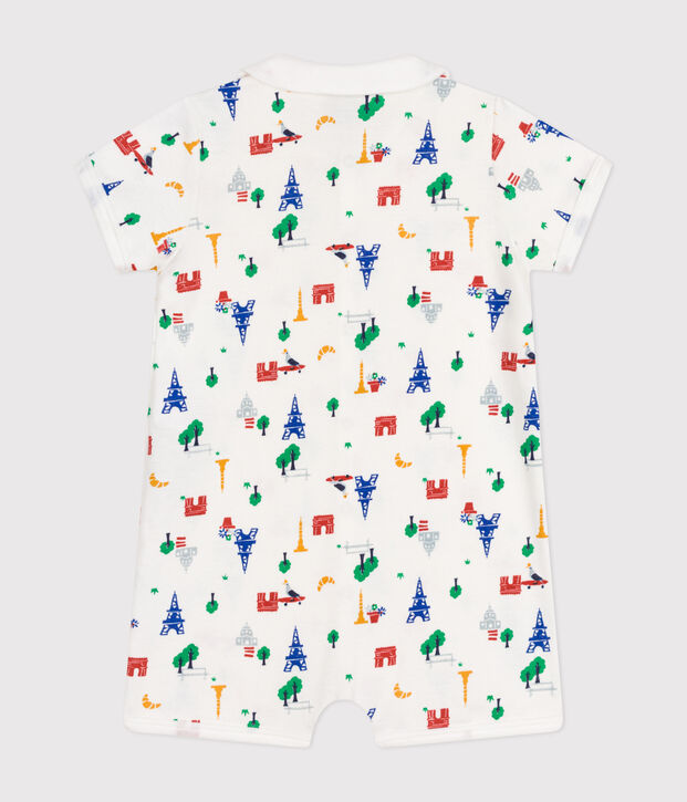 Combinaison courte en coton b&eacute;b&eacute; blanc/multicouleur
