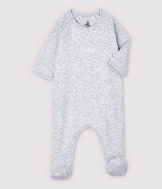 Grijs gemêleerd babypyjama van biologisch katoen grijs POUSSIERE CHINE