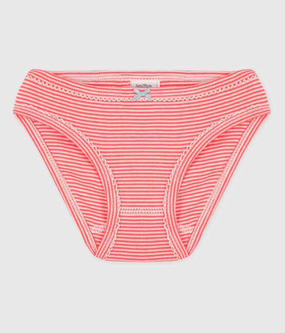 Katoenen meisjesslip roze PEACHY/wit MARSHMALLOW