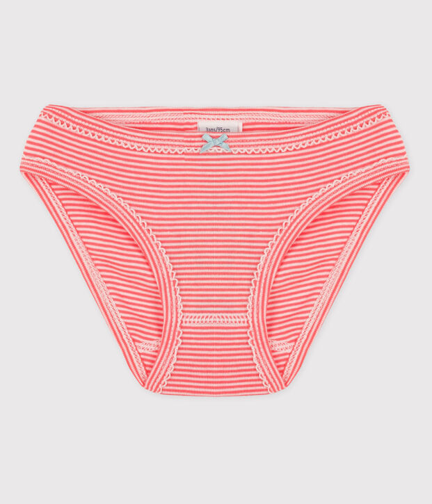 Culotte petite fille en coton orange/blanc