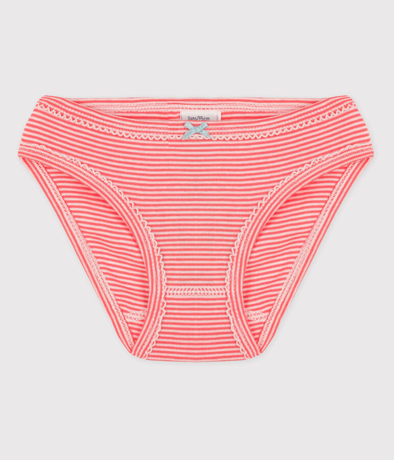 Culotte petite fille en coton orange/blanc
