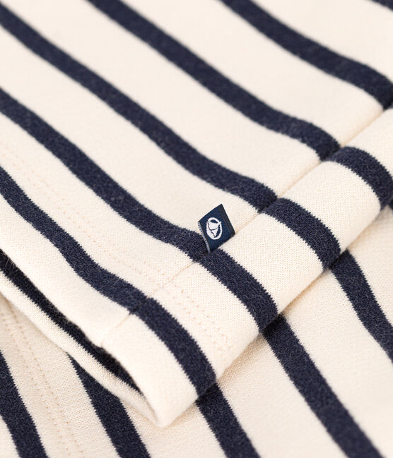 Jurkje met lange mouwen van geruwde fleece voor meisjes wit AVALANCHE/blauw SMOKING