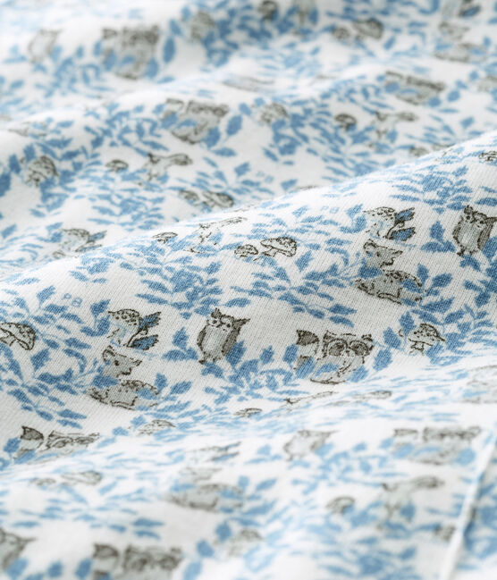 Combinaison longue bébé garçon en côte blanc MARSHMALLOW/ MULTICO CN