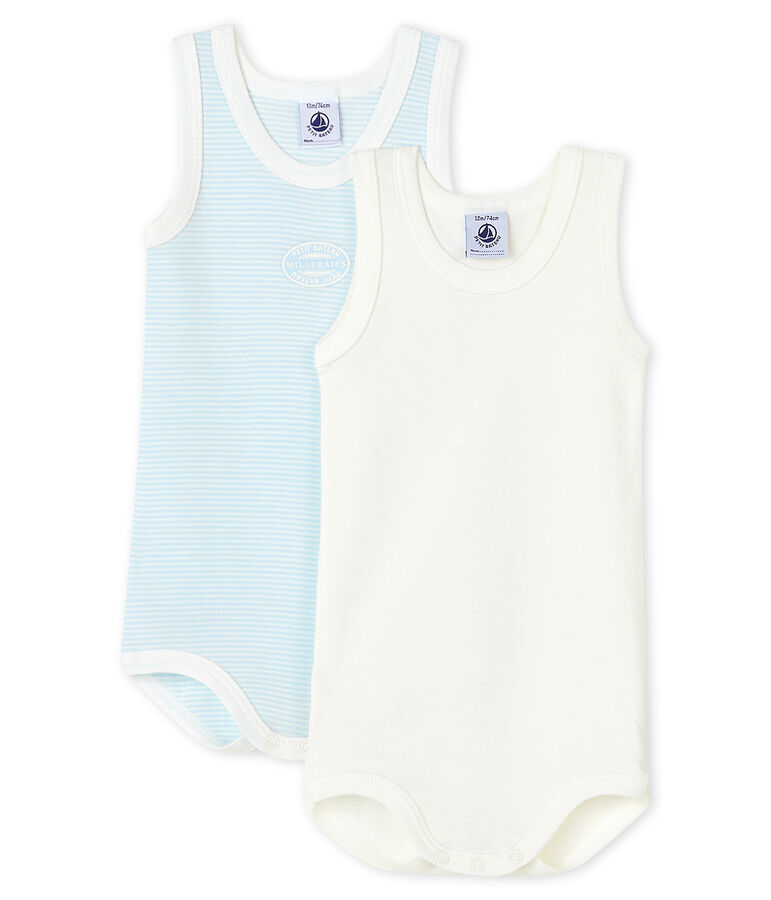 Set van 2 mouwloze rompertjes babyjongen multicouleur