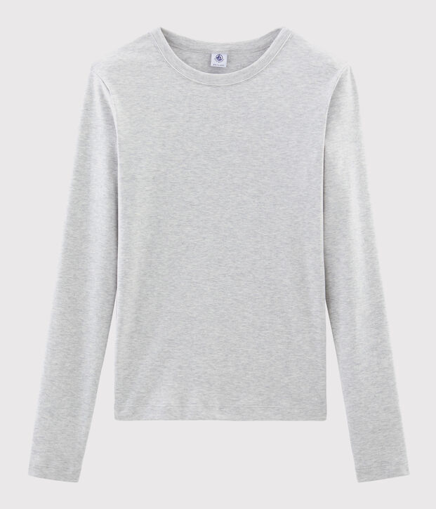 T-shirt iconique col rond Femme gris chin&eacute; clair