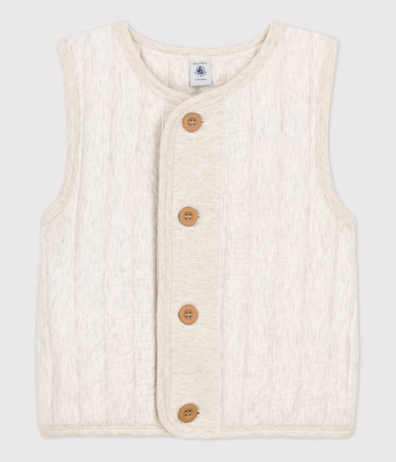 Mouwloze vest in tubic voor jongens en meisjes beige MONTELIMAR CHINE