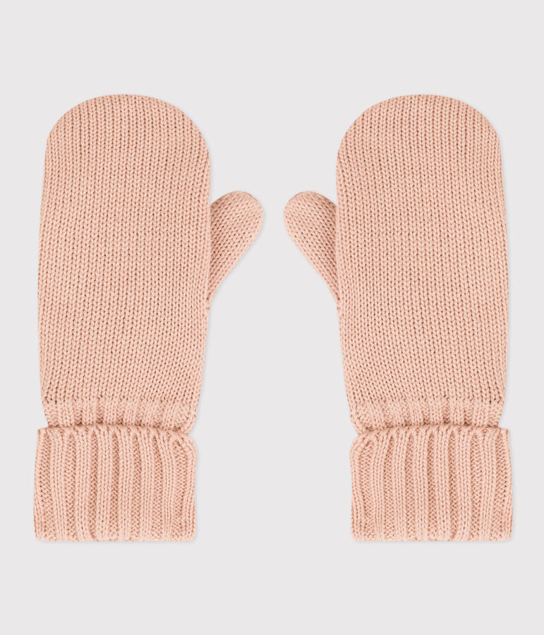 Moufles en tricot doubl&eacute; en polaire enfant gar&ccedil;on-fille rose