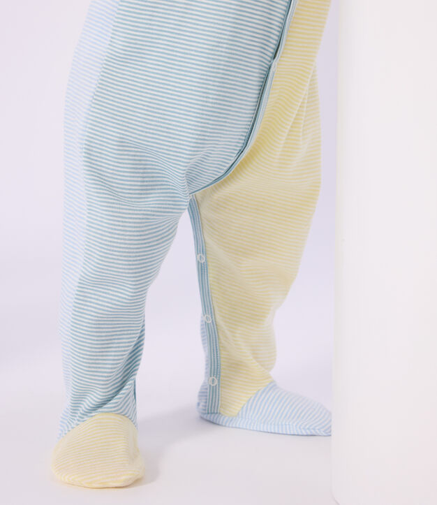 Pyjama b&eacute;b&eacute; en coton imprim&eacute; &agrave; rayures bleu/blanc