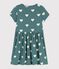 Robe manches courtes en coton bio enfant fille vert BRUT/blanc AVALANCHE