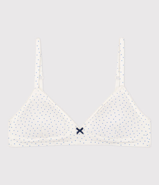 Soutien gorge à pois en coton et élasthanne fille blanc MARSHMALLOW/ EDNA