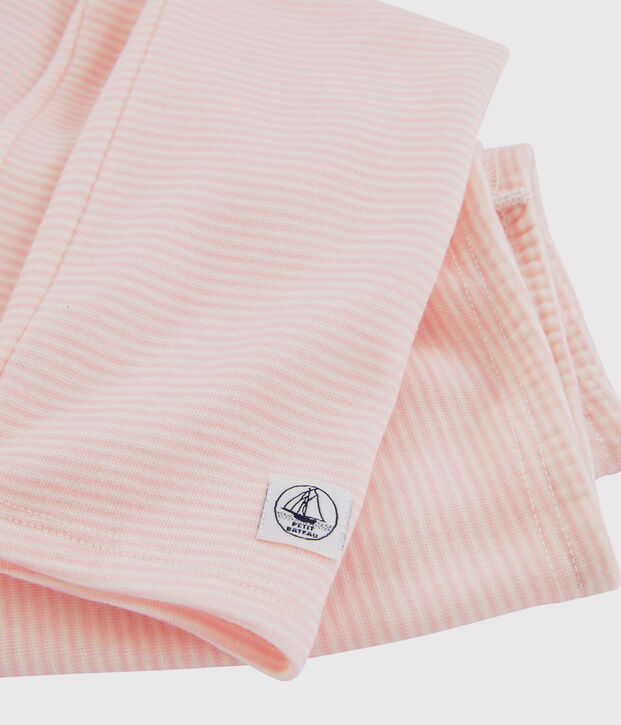 Legging van wol en katoen met milleraies strepen voor meisjes roze/wit