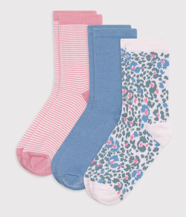 3 paar katoenen kindersokken met luipaardprint multicouleur