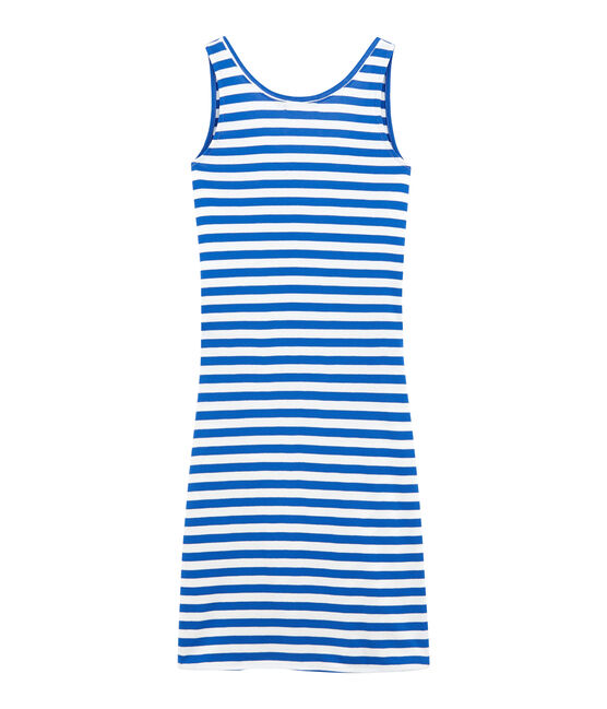 Robe de plage femme bleu PERSE/blanc MARSHMALLOW
