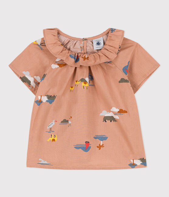Blouse manches courtes bébé en popeline imprimée VINTAGE/ MULTICO