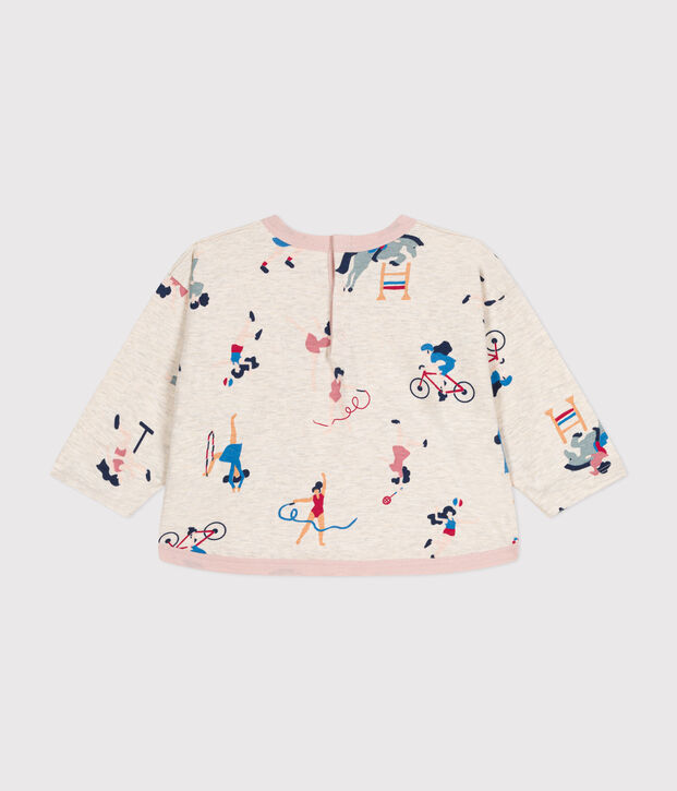 T-shirt met lange mouw van dunne jersey voor baby's beige/multicouleur
