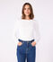 L'Iconique, T-shirt met lange mouw van effen ribstof voor dames wit ECUME