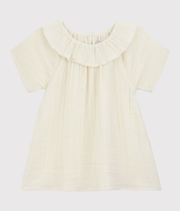 Blouse in biokatoenen gaas voor meisjes wit