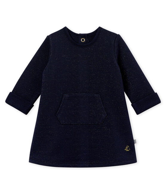 Glitterjurk in molton voor babymeisjes blauw SMOKING/geel DORE