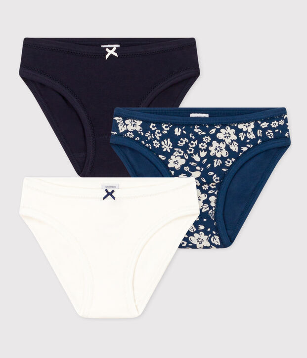 Set van 3 meisjesslips met bloemetje in katoen multicouleur