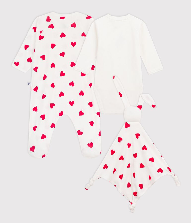 Geboortegeschenkset van katoen met hartprint multicouleur