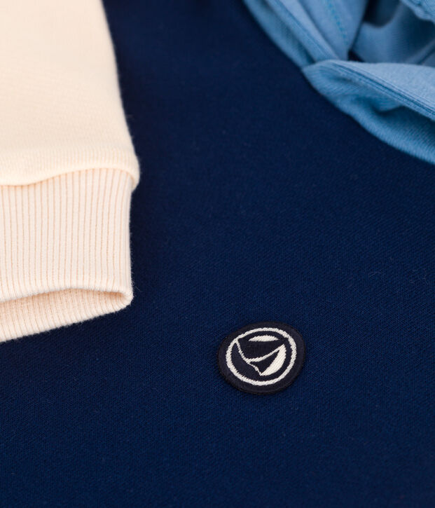 Sweatshirt &agrave; capuche enfant en coton uni bleu/multicouleur