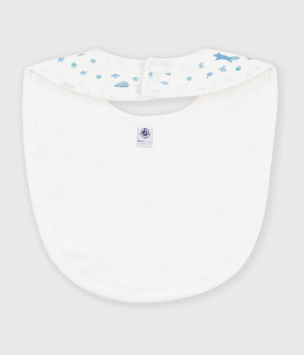 Katoenen slabbetje met print voor baby's wit/blauw