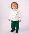 Pull b&eacute;b&eacute; en laine et coton et sapins brod&eacute;es &eacute;cru/vert